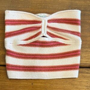 American Eagle Striped Knit Tube Top - Pink & Cream